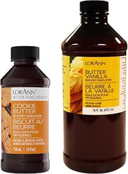LorAnn Oils Butter Vanilla Bakery Emulsion 16oz Bundled with Cookie Butter Bakery Emulsion 4oz