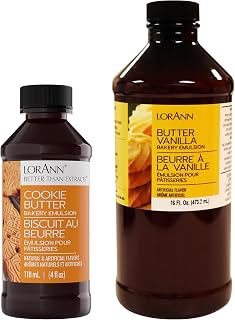 LorAnn Oils Butter Vanilla Bakery Emulsion 16oz Bundled with Cookie Butter Bakery Emulsion 4oz