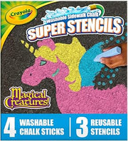 Crayola Super Stencils Magical Creatures Set (3ct), Large Sidewalk Chalk for Kids, Washable Sidewalk Chalk, Outdoor Toys, Ages 4+