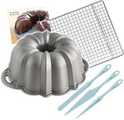 Nordic Ware Platinum Bundt Cake Pan - Finishing Tool & Cooling Rack Set