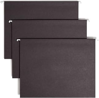 SMEAD Standard Hanging File Folders, 25 Count, Black, 1/5-Cut Adjustable Tabs, Letter Size (64062)