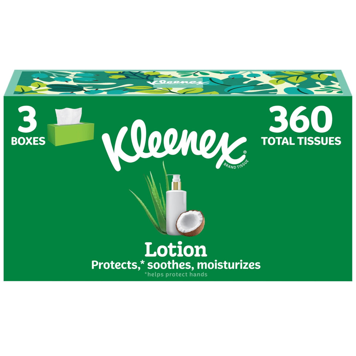 Lotion Facial Tissues by Kleenex – 120 Count (Pack of 3), Paper, White, Pack of 3, Model 10036000542933
