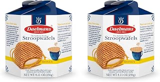 Daelmans Stroopwafels, Honey Dutch Waffle Cookies - 8.11 Oz (Pack of 2) | Office Snack, Dutch Waffles Soft Toasted, Made In Holland, 8 Stroopwafels Per Box, Certified Kosher Dairy