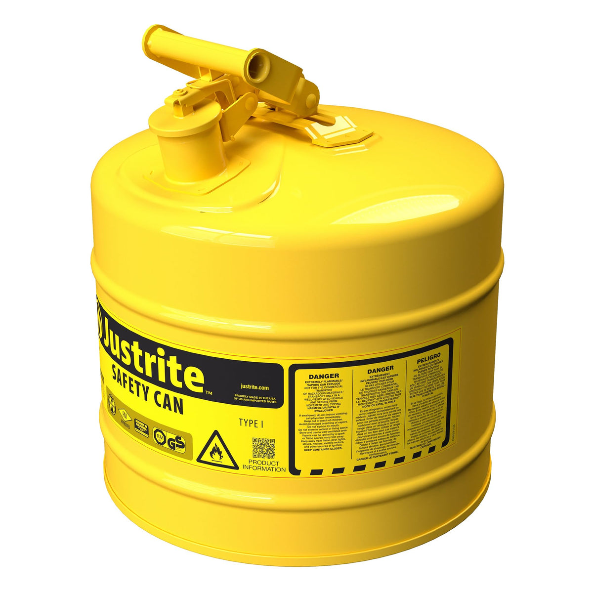 Justrite Yellow / 5 Gallon / Type I Cans