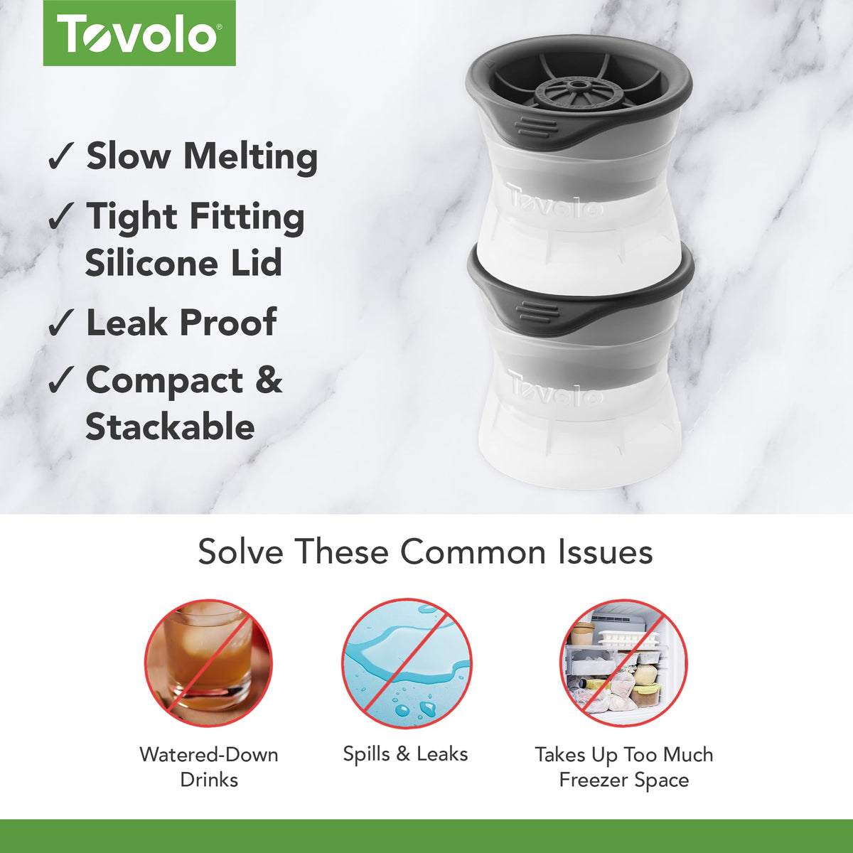 Set Ice Molds, 2 Count by Tovolo – 2 Count, Plastic, Charcoal, Pack of 2, Model 22020-200