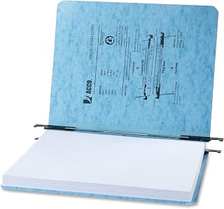 ACCO Brands ACCO PRESSTEX Hanging Report Covers, 11 x 8.5 Inches, Side Bound, 8.5 Inch Centers, 2 Inch Capacity, Light Blue, 5 Covers per Pack (A7035072)