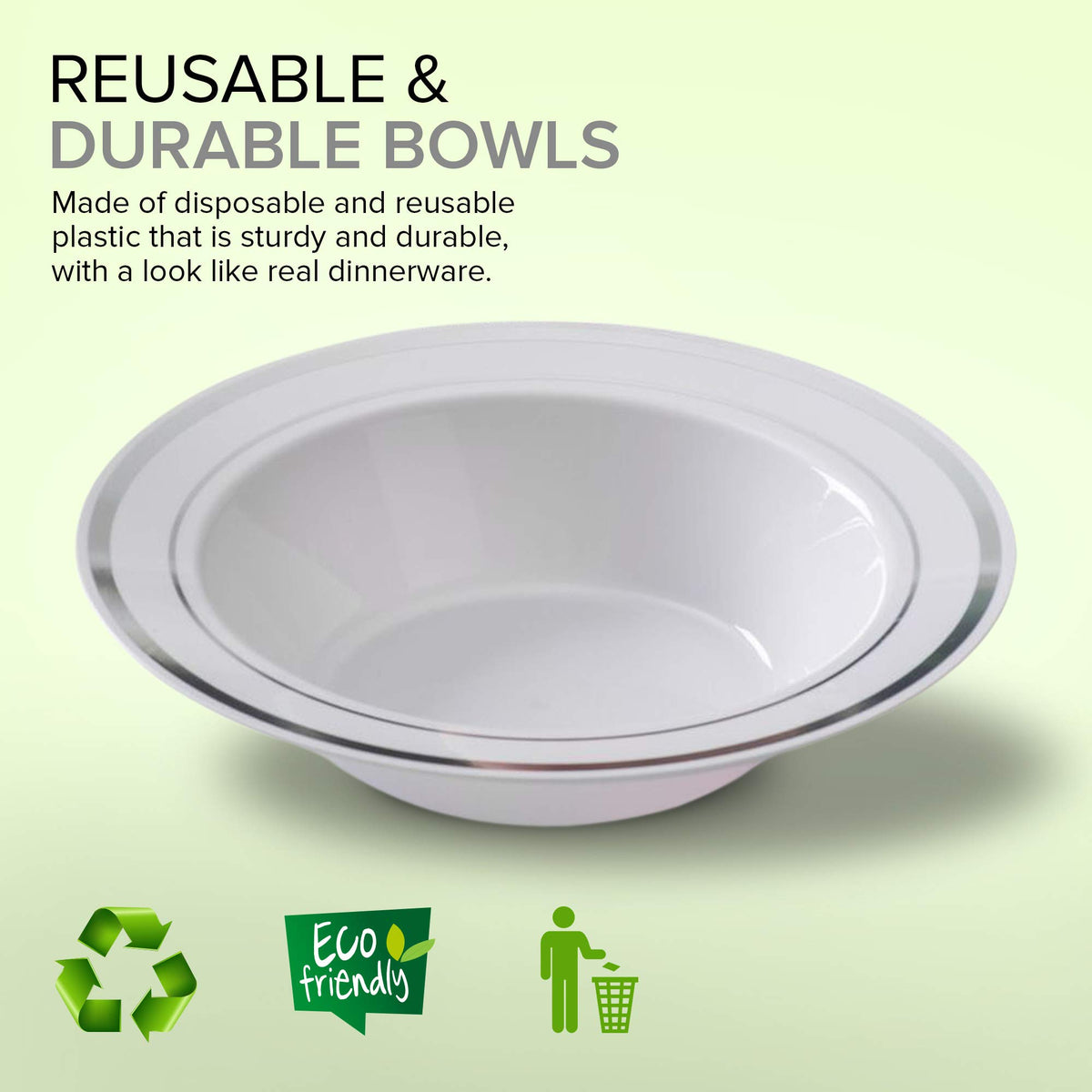 Stock Your Home Silver / 100 Pack / Modern Bowls