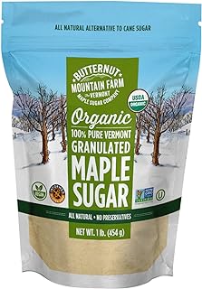 Butternut Mountain Farm 100% Pure Organic VT Maple Sugar, 1LB Bag, Reclosable Pouch