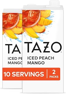 TAZO Iced Peach Mango Herbal Tea Concentrate, 32 Fl Oz (Pack of 2)