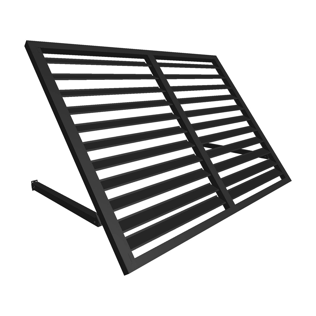 3' Bahama (44"-24"-24") Shutter Fixed Awning by Awntech – 44"W x 24"H x 24"D, Aluminum, Black, Model BH22-AZ-3K