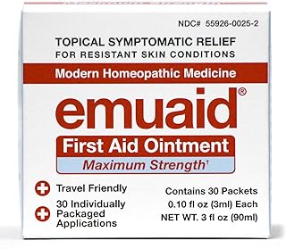 EMUAIDMAX 30-Day Travel Pack Ointment for Eczema and Psoriasis, 30 Pack | Single-Use Packets, Maximum Strength, For Eczema, Psoriasis, Athlete's Foot, Jock Itch, Rash, 0.10 oz Each