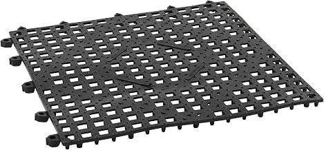 Winco Interlocking Bar Mat, 12 by 12-Inch, Dark Smoke,Black,Medium | Dishwasher safe, Interlocking design, Foodservice