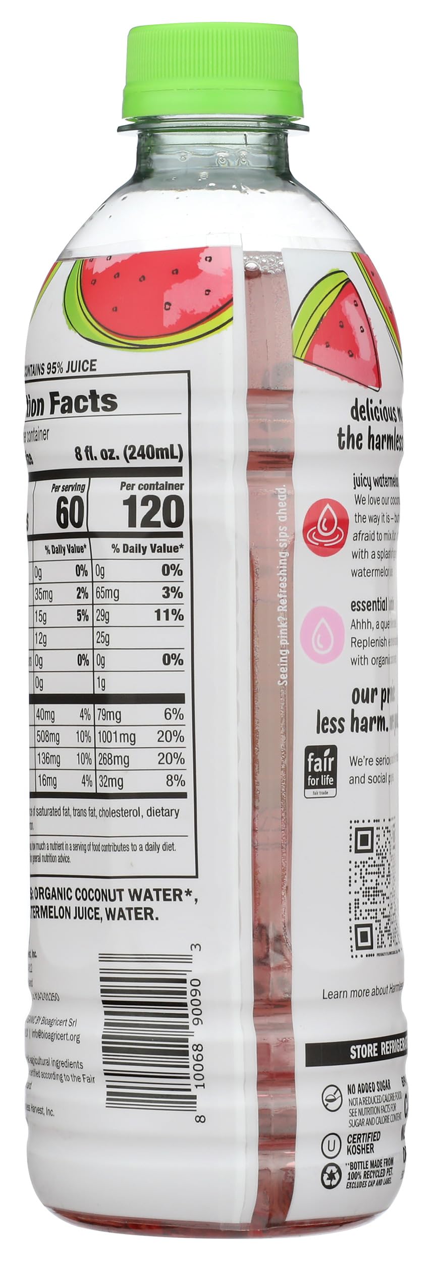 Coconut Water with Watermelon 16oz by Harmless Harvest – 16 Fl Oz (Pack of 1), Model 0810068900903