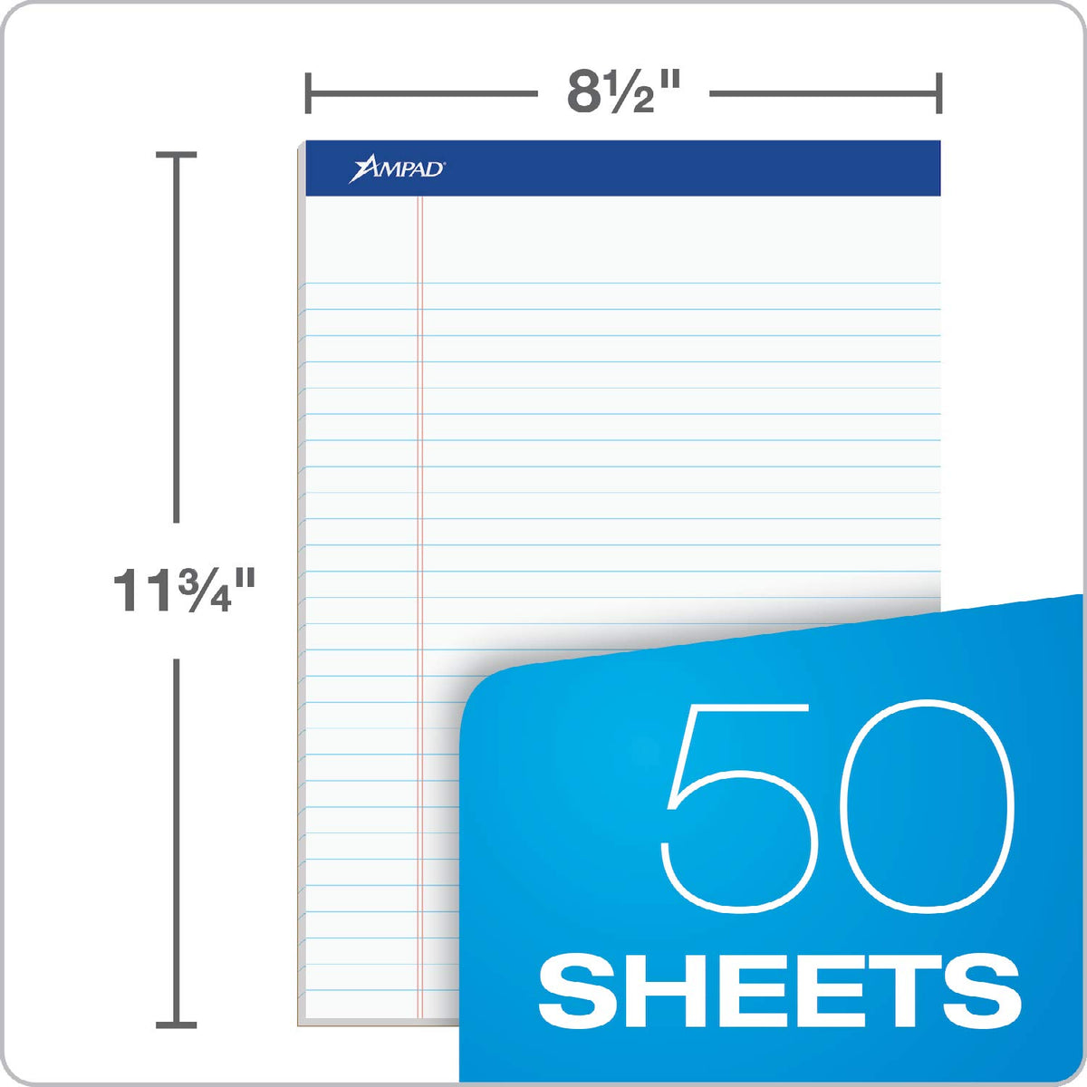 Notepad 20320-1 Each by Ampad – 8-1/2 x 11-3/4, Paper, White, Pack of 12, Model 20-320