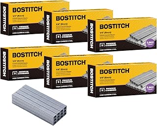Bostitch Office 30,000 Standard Staples, Full Strip Staples, 210/Strip, 5000 Per Box,6 Count Length 1/4" (Pack of 10)