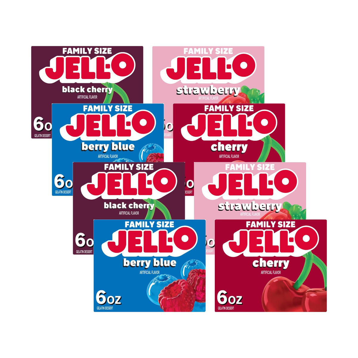 Jell-O Cherry & Berry Fusion (8ct) / 6 Ounce (Pack of 8) / 8 Gelatin