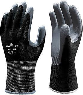 SHOWA 24 Pair Atlas 370 Black Work Gloves Size Medium 370BM-07 (2 Dozen)