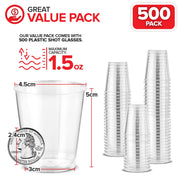 Stock Your Home 500 Pack / 1.5 ounces / Clear Shot Glasses