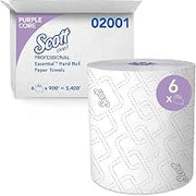 Scott 02001 Essential High Capacity Hard Roll Towel, White, 8-Inch X 950 Ft, 6 Rolls/Carton
