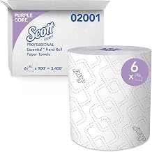 Scott 02001 Essential High Capacity Hard Roll Towel, White, 8-Inch X 950 Ft, 6 Rolls/Carton
