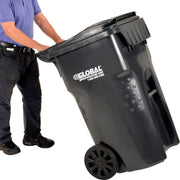 Mobile Heavy Duty Trash Container by OTTO – 26.38 x 25.25 x 42.13 inches, 65.0 gallons, Polyethylene, Gray, Model 237279GY
