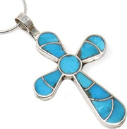 Channel Inlay Turquoise Cross Pendant by Johnson