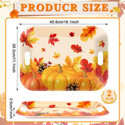 Gisgfim Serving Tray Set, Melamine Rectangular, Pumpkin Leaves, 2 Pack