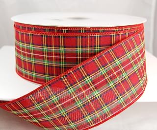 Reliant Ribbon Tradition Plaid Value Wired Edge Ribbon, 2-1/2 Inch X 50 Yards, Multi