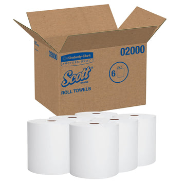 Scott Paper Towel Hardwound Roll 1 Case(s) by Scott Professional – 6 Rolls (6 Sheets each), Paper, white, Pack of 6, Model 02000