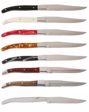 Provencal Serrated Steak Knife by Fortessa – 6 pc, 18-10 Steel, Dark Wood, Pack of 6, Model 1.5.STK.SR.247