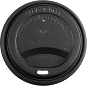 Vegware 89-Series Compostable Coffee Cup Lids, Case of 1000, Fits all 89-Series Cups, Black Hot Cup Flat Lids, Plant Based CPLA Plastic, Disposable