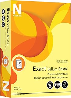 Neenah Exact® Vellum Bristol Card Stock, Canary, Letter (8.5" x 11"), 67 Lb, Pack Of 250