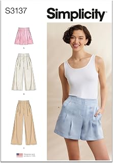 Simplicity S3137 Women's Pleated Shorts & Pants Sewing Pattern, Sizes 14-22