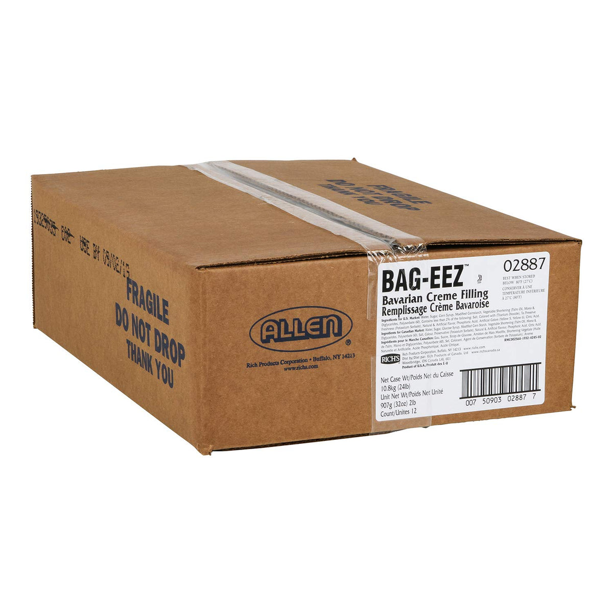 JW Allen Bavarian Creme Filling Bag-Eez by Rich's – 2 Pound (Pack of 12), Pack of 12