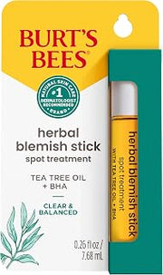 Burt's Bees Herbal Blemish Stick, 0.26 Fl Oz (Pack of 2), Tea Tree Oil Infused, Soothing, Exfoliating, Cleansing, Unisex