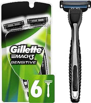 Gillette Mach3 Disposable Razors for Men, 6 Count, Designed for Sensitive Skin