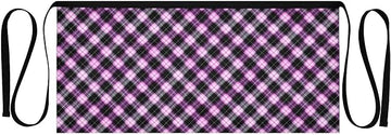 Kitchen Apron Cute Pink Purple Plaid | Unisex Server Apron with 3 Pockets, Adjustable for Waiters, Gardeners, Kitchen, BBQ, Painting and Restaurant Work