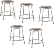 National Public Seating 6418-CN Steel Stool with 18" Vinyl Upholstered Seat, Grey (Pack of 5)