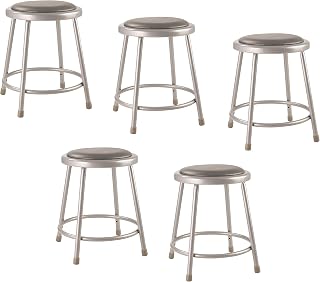 National Public Seating 6418-CN Steel Stool with 18" Vinyl Upholstered Seat, Grey (Pack of 5)