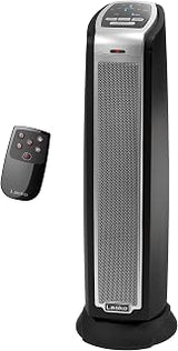 Lasko Portable Electric 1500 Watt Indoor Oscillating Tower Ceramic Space Heater with Adjustable Thermostat, Remote, and Timer, Silver