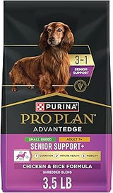 Purina Pro Plan AdvantEDGE Senior Support Plus Small Breed Shredded Blend Chicken and Rice Formula Dry Dog Food - 3.5 lb Bag