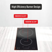 Summit 12" Induction Cooktop by Summit Appliance – 2-Burner, Glass, Black, Model SINC2B115