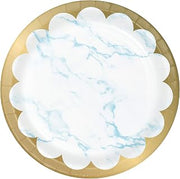 Creative Converting Marble Dessert Plates, 7", Blue, White and Gold