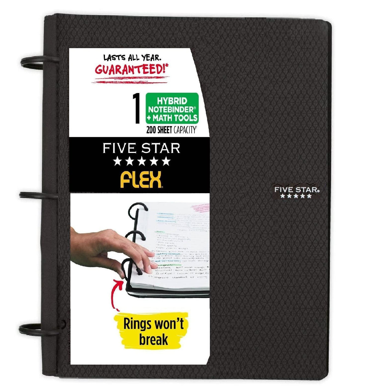 Flex Hybrid Notebinder 1" by Five Star – Plastic, Black, Model 081-01-0624