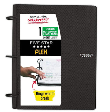 Flex Hybrid Notebinder 1" by Five Star – Plastic, Black, Model 081-01-0624