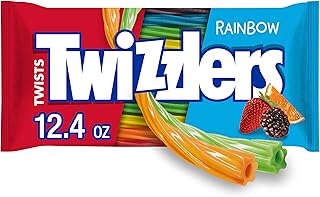 Twizzlers Twists Rainbow Flavored Licorice Style, Low Fat Candy Bags, 12.4 oz (6 Count)