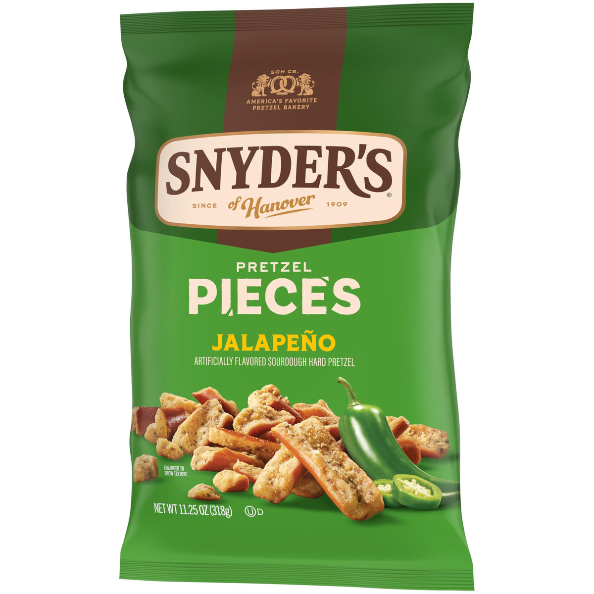 Jalapeño Flavored Pretzel Pieces by Snyder's of Hanover – 11.25 Ounce (Pack of 3), Jalapeno