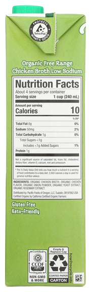 Organic Free Range Low Sodium Chicken Broth by Pacific Foods – 32 Fl Oz (Pack of 1), No Color, Model 31321