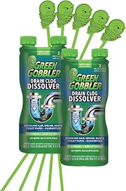 Green Gobbler Liquid Hair Drain Clog Remover, For Toilets, Sinks, Tubs - Septic Safe, 2 Pack + 5 Hair Snake Tools