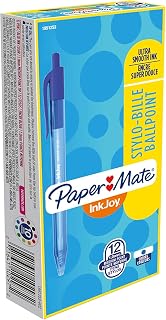 Paper Mate InkJoy 100RT Retractable Ballpoint Pens, Medium Point, Blue, Box of 12 (1951253), 12 Count
